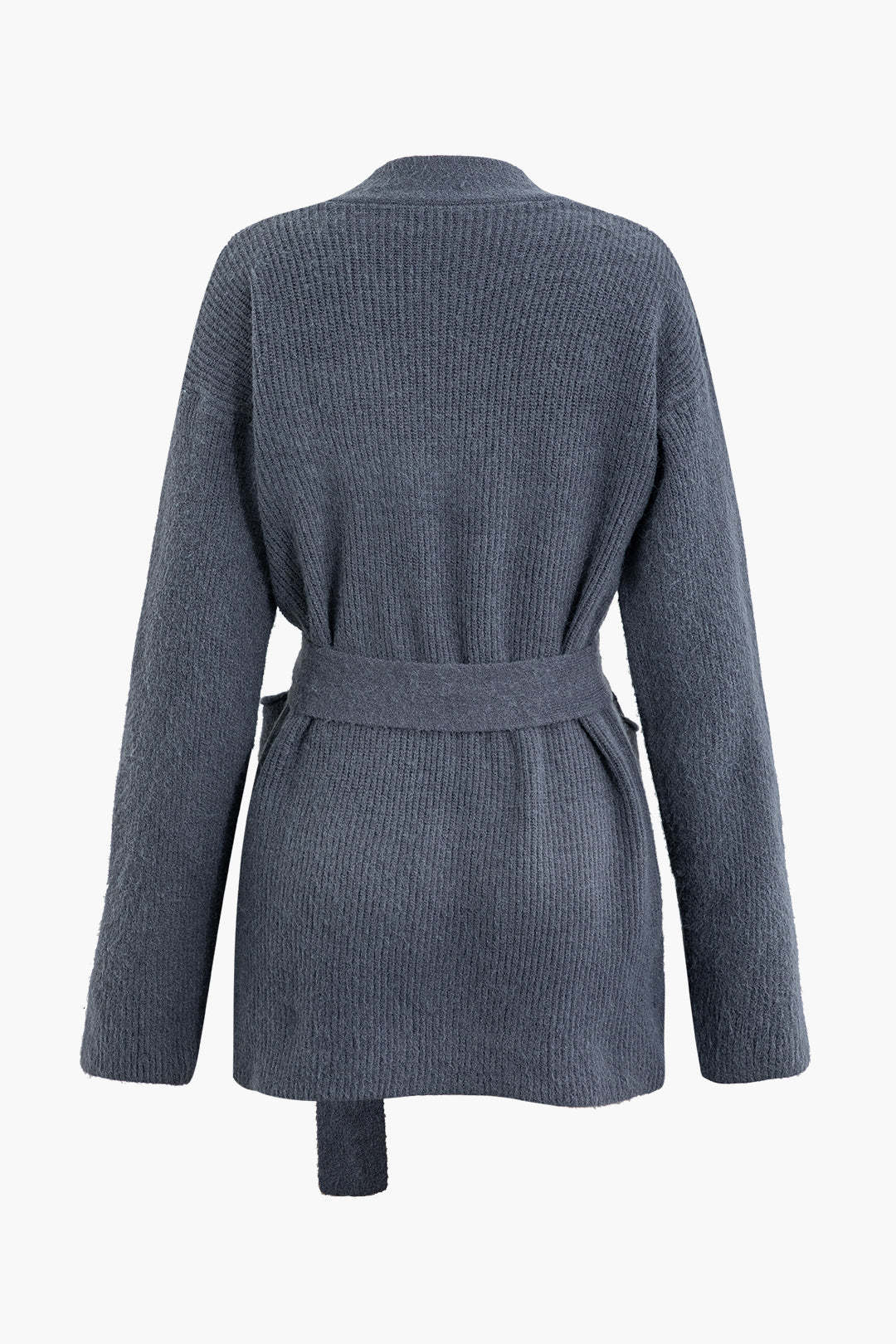 Solid Pocket Tie Knit Cardigan And Midi Skirt Set - Image 4