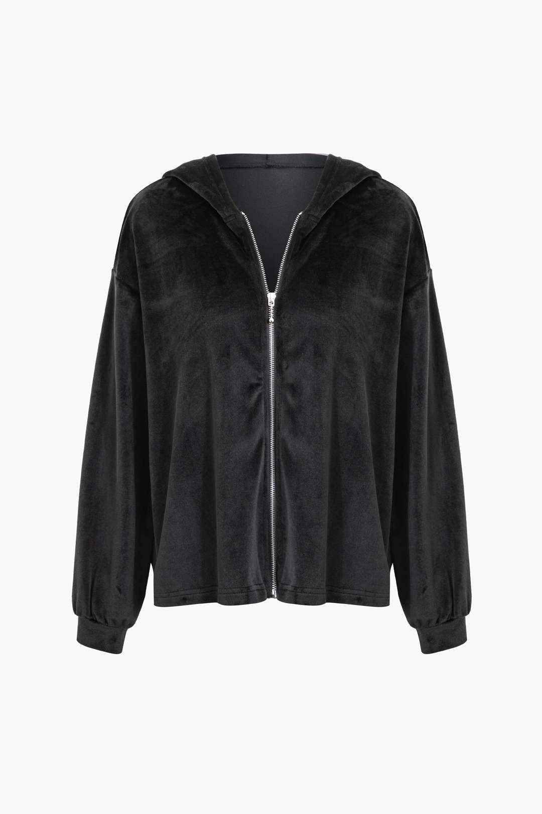 Velvet Tank Top And Zipper Hooded Sweatshirt And Drawstring Straight Leg Pants Set - Image 10