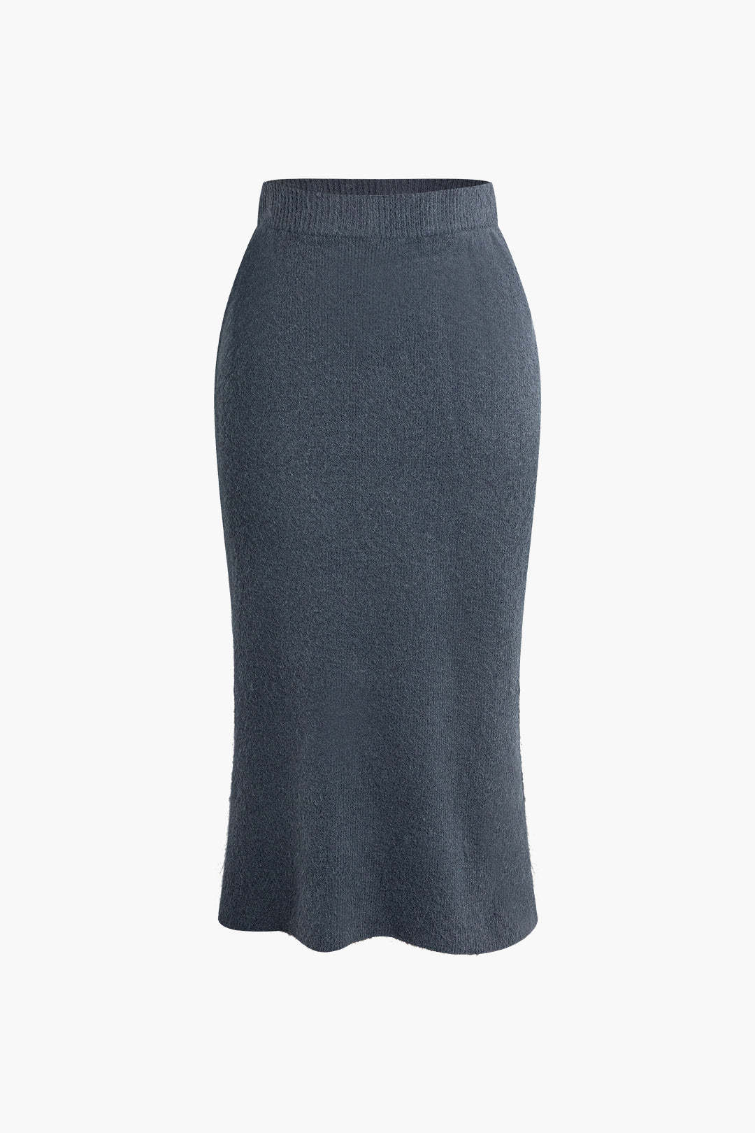 Solid Pocket Tie Knit Cardigan And Midi Skirt Set - Image 3