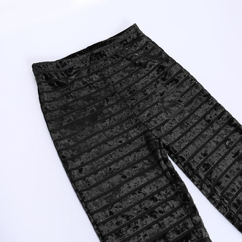 Velvet solid striped high rise pant - Image 5